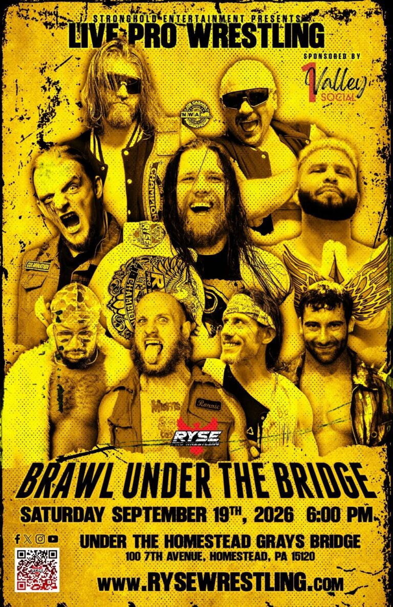 Brawl Under the Bridge flyer - RYSE Pro Wrestling, Saturday September 19 2026, 6pm, under the Homestead Grays Bridge
